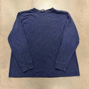 Vintage 90s Polo Ralph Lauren Navy Blue Long Sleeve Crewneck T-Shirt Men's Size